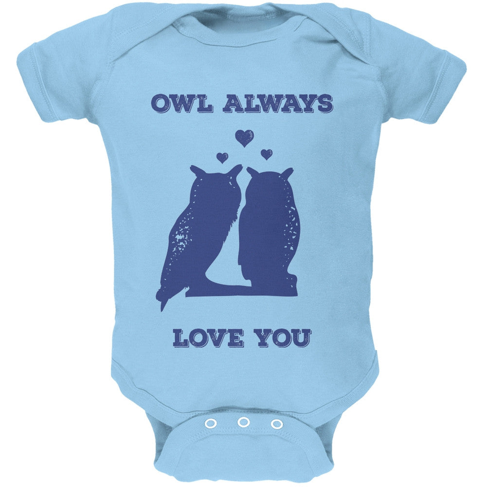 Valentine's Day - Paws - Owl Always Love You Blue Soft Baby One Piece Baby One Piece Old Glory   