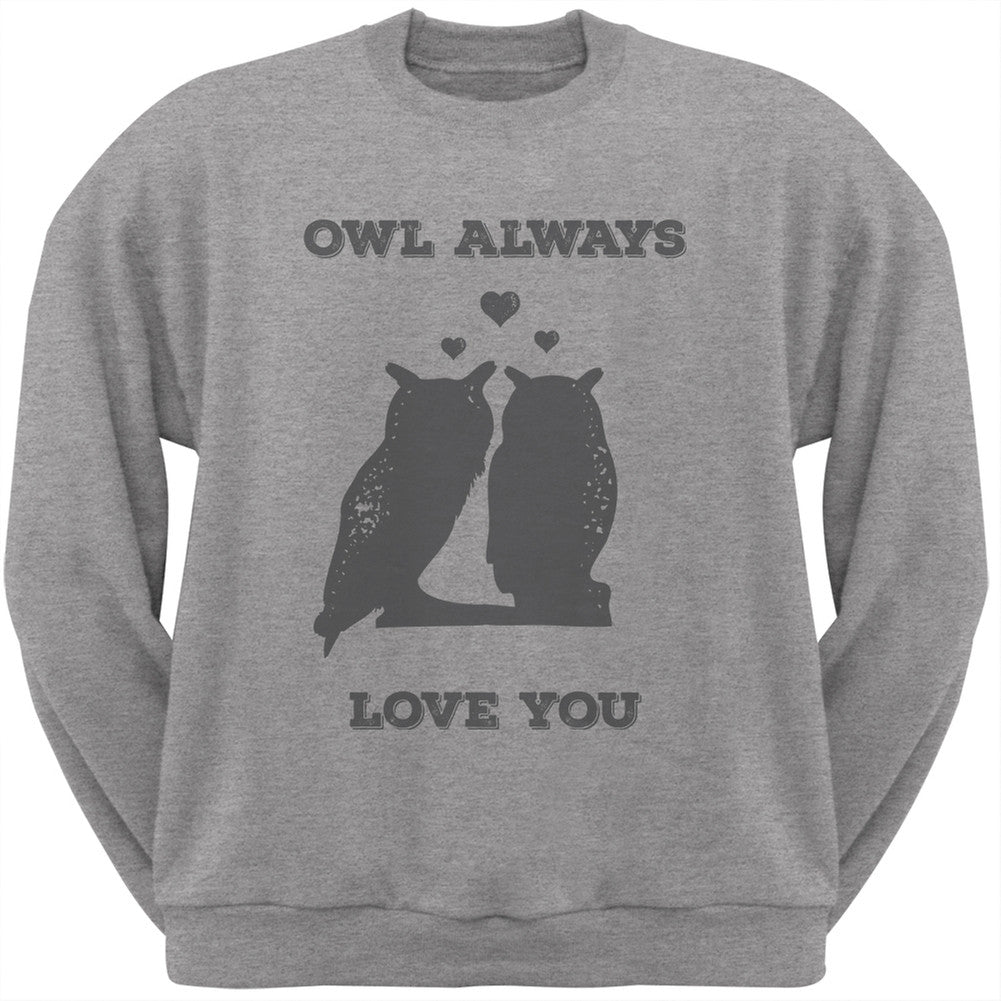 Valentine's Day - Paws - Owl Always Love You Heather Crew Neck Sweatshirt Sweatshirts Old Glory   