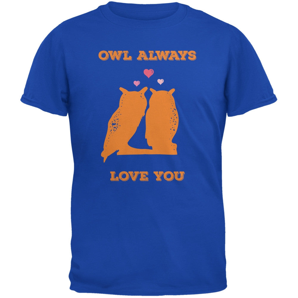 Valentine's Day - Paws - Owl Always Love You Royal Blue Adult T-Shirt Men's T-Shirts Old Glory   