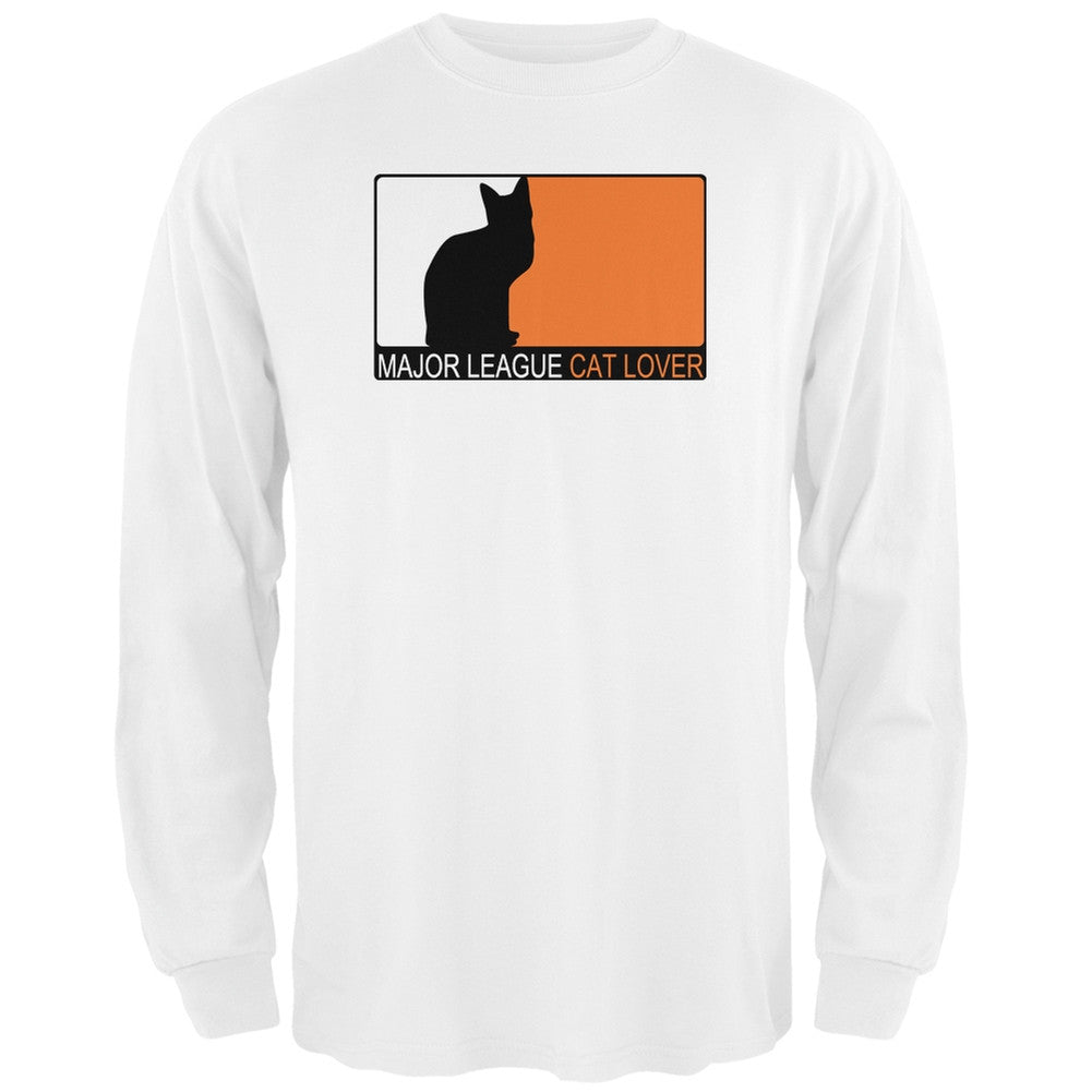 Major League Cat Lover White Adult Long Sleeve T-Shirt Men's Long Sleeves Old Glory   