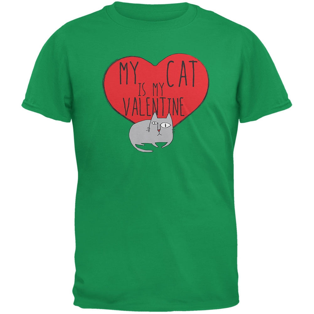 Valentine's Day - My Cat Is My Valentine Red Adult T-Shirt Men's T-Shirts Old Glory   