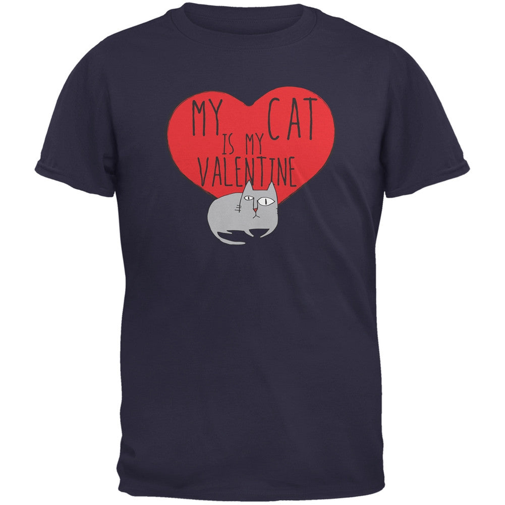 Valentine's Day - My Cat Is My Valentine Red Adult T-Shirt Men's T-Shirts Old Glory   