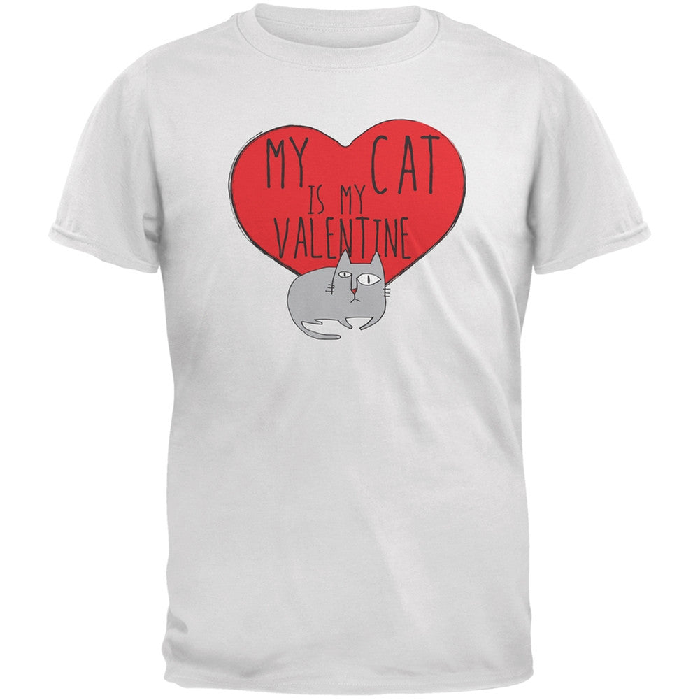 Valentine's Day - My Cat Is My Valentine Red Adult T-Shirt Men's T-Shirts Old Glory   