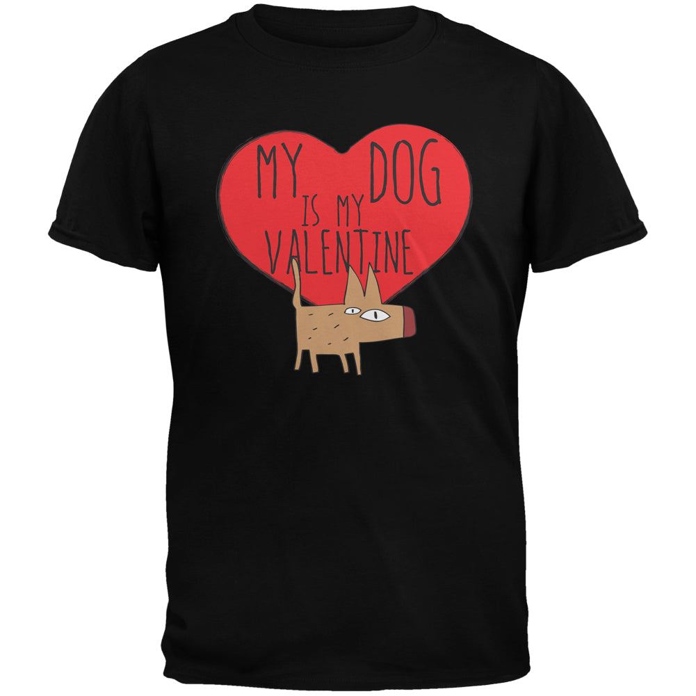 My Dog Is My Valentine Black Adult T-Shirt Men's T-Shirts Old Glory 2XL Black 