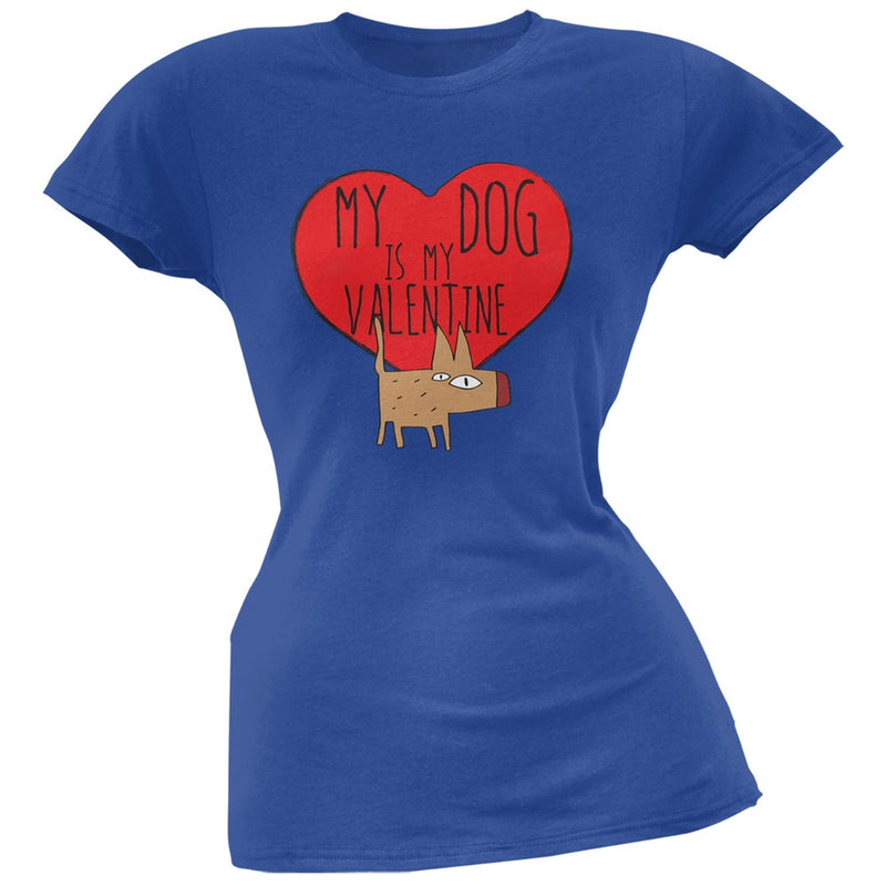 Valentine's Day - My Dog Is My Valentine Black Soft Juniors T-Shirt Juniors T-Shirts Old Glory   