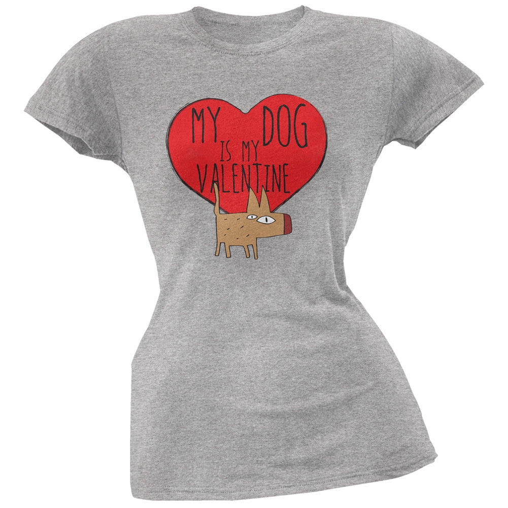 Valentine's Day - My Dog Is My Valentine Black Soft Juniors T-Shirt Juniors T-Shirts Old Glory   