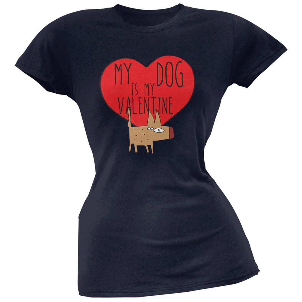 Valentine's Day - My Dog Is My Valentine Black Soft Juniors T-Shirt Juniors T-Shirts Old Glory   