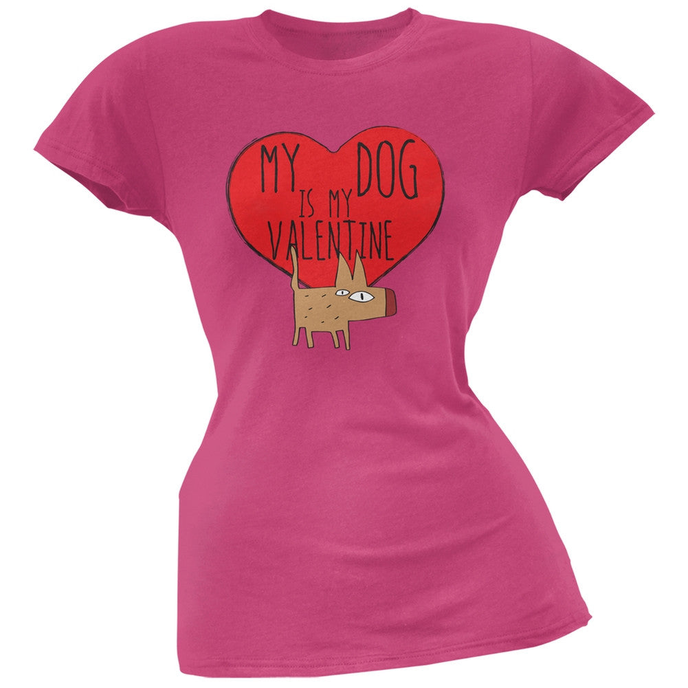 Valentine's Day - My Dog Is My Valentine Black Soft Juniors T-Shirt Juniors T-Shirts Old Glory   