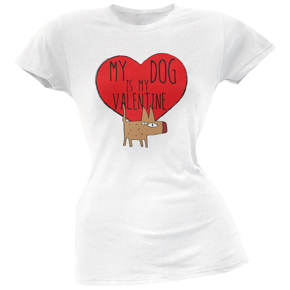 Valentine's Day - My Dog Is My Valentine Black Soft Juniors T-Shirt Juniors T-Shirts Old Glory   