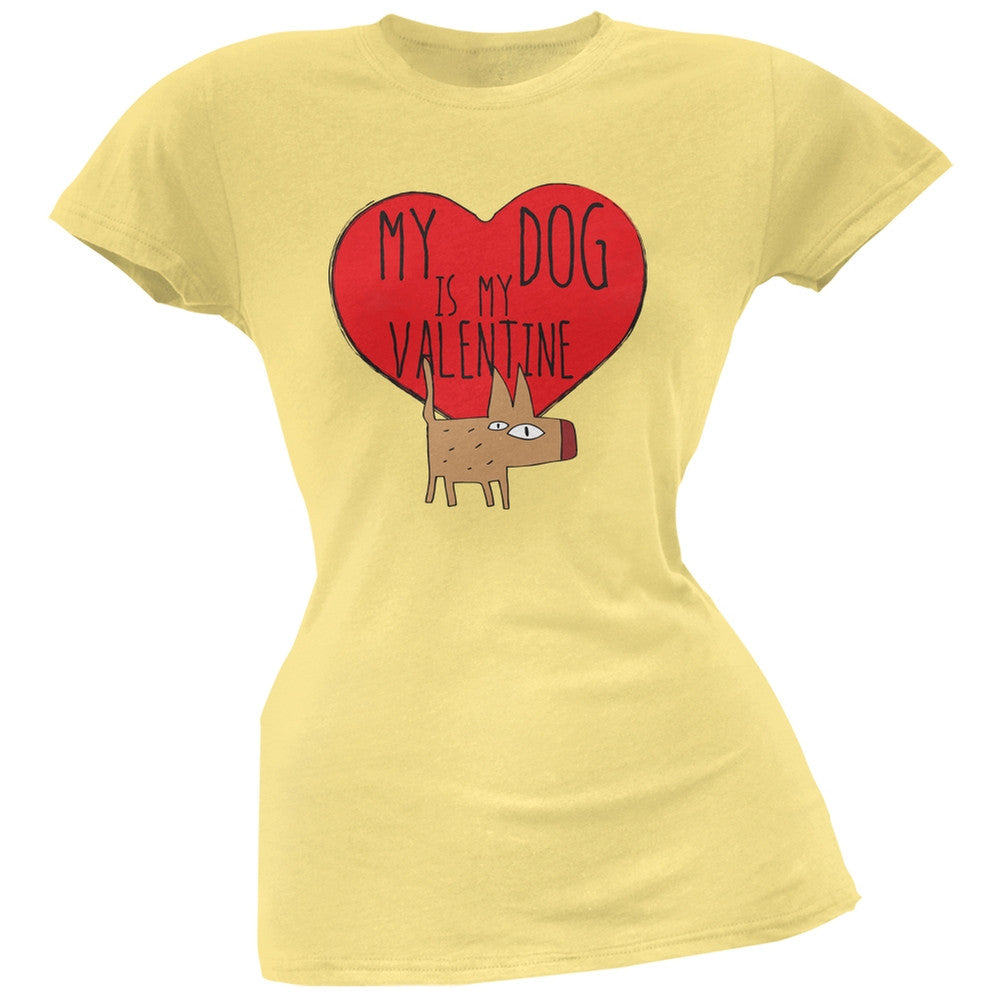 Valentine's Day - My Dog Is My Valentine Black Soft Juniors T-Shirt Juniors T-Shirts Old Glory   