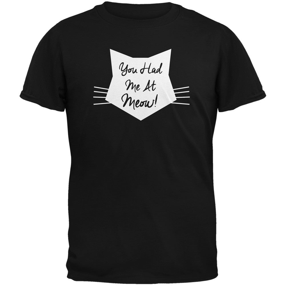 Valentine's Day - You Had Me At Meow Black Adult  T-Shirt Men's T-Shirts Old Glory   