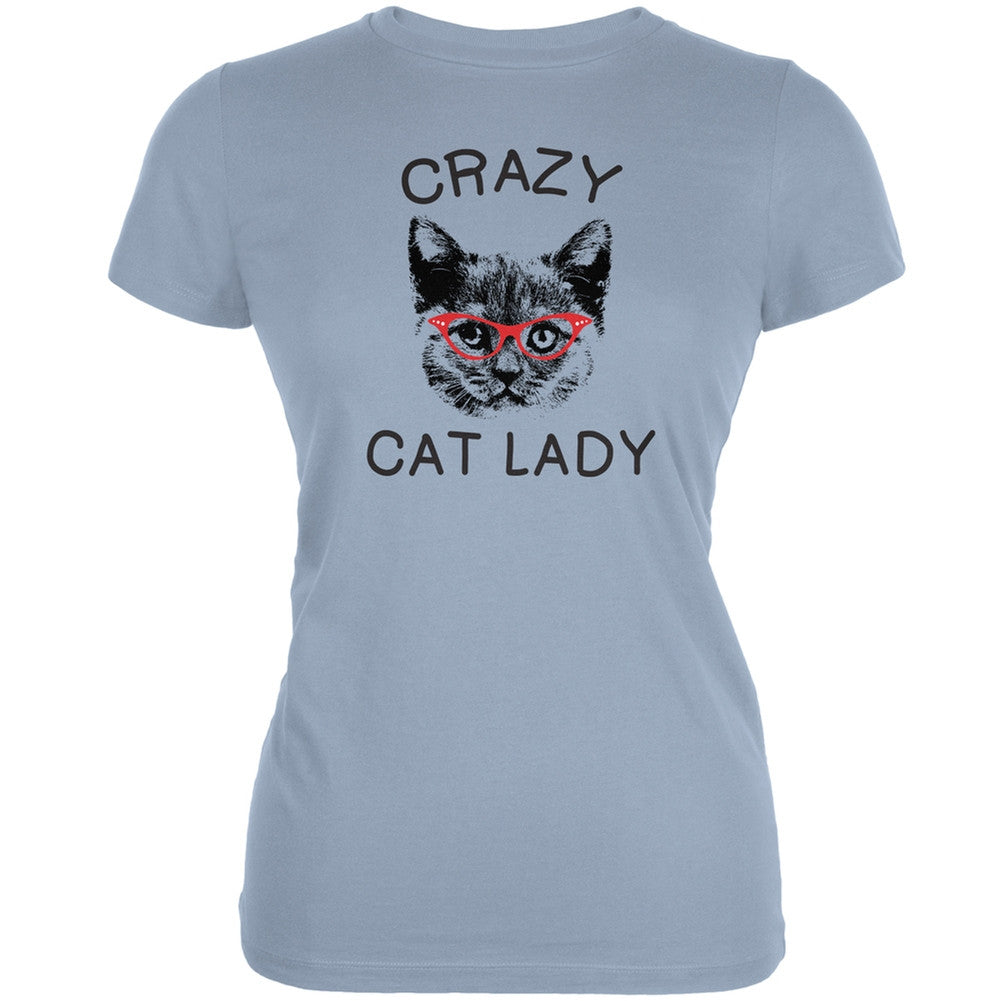 Crazy Cat Lady With Glasses Grey Soft Juniors T-Shirt Juniors T-Shirts Old Glory 2XL Grey 