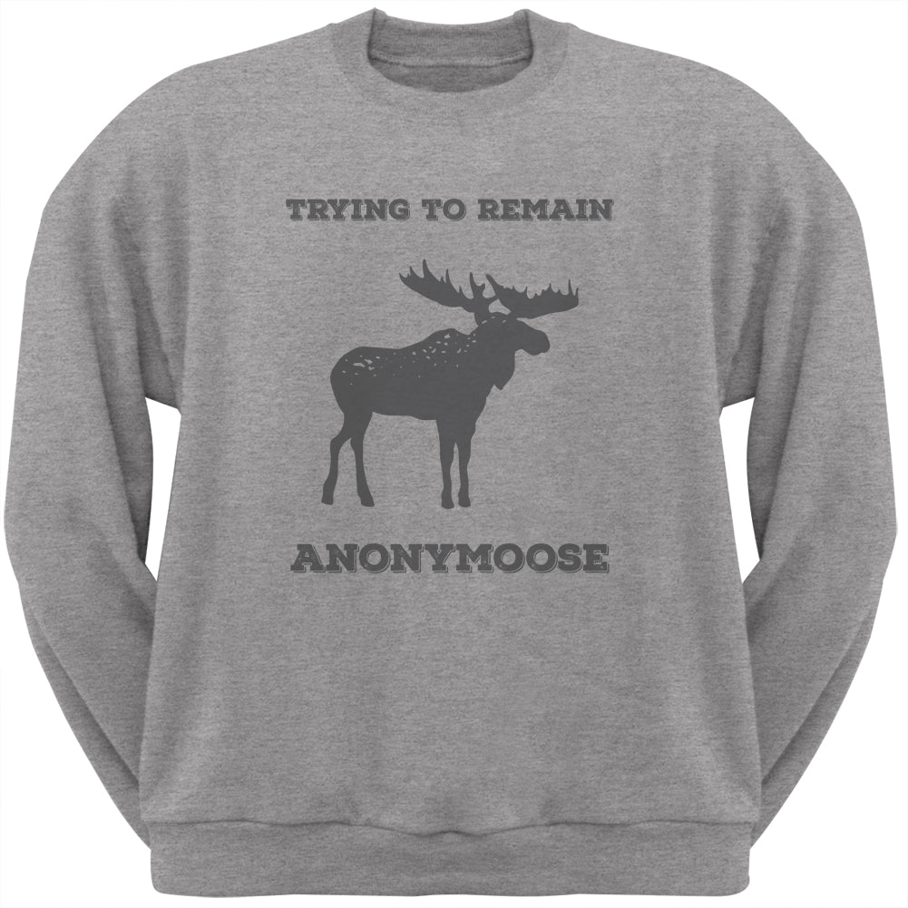 PAWS - Moose Trying to Remain Anonymoose Heather Crew Neck Sweatshirt Sweatshirts Old Glory 2XL Grey 