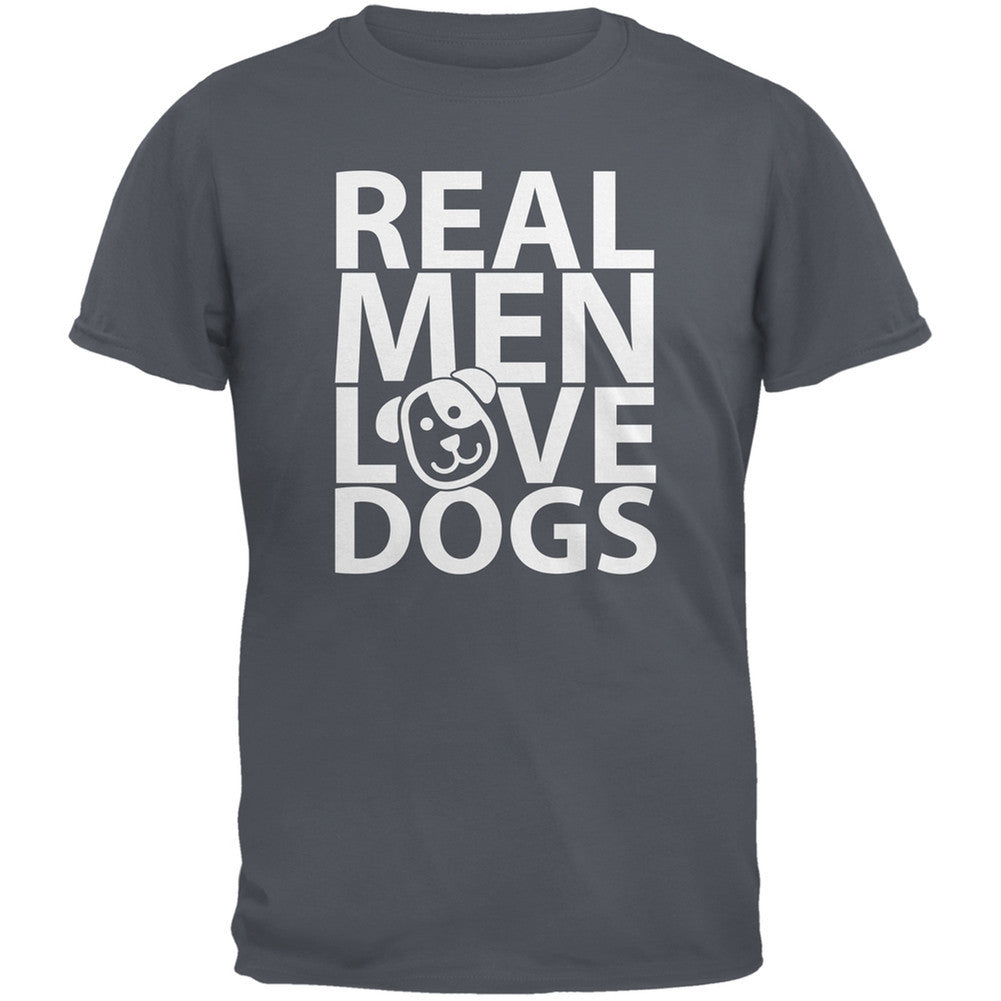 Valentine's Day - Real Men Love Dogs Grey Adult T-Shirt Men's T-Shirts Old Glory 2XL Grey 