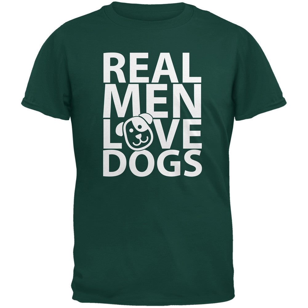 Valentine's Day - Real Men Love Dogs Dark Green Adult T-Shirt Men's T-Shirts Old Glory 2XL Dark Green 