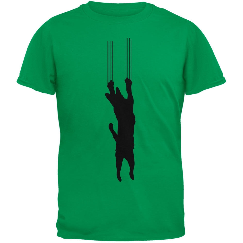 Cat Scratching Green Adult T-Shirt Men's T-Shirts Old Glory   