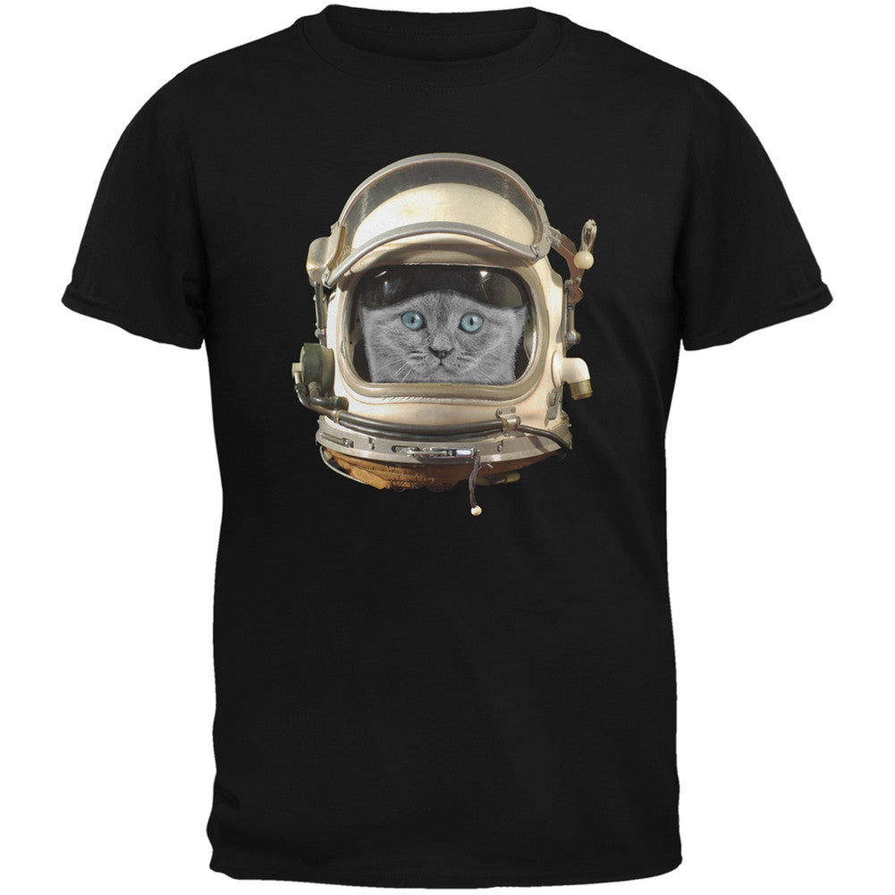 Astronaut Cat Black Adult T-Shirt Men's T-Shirts Old Glory   