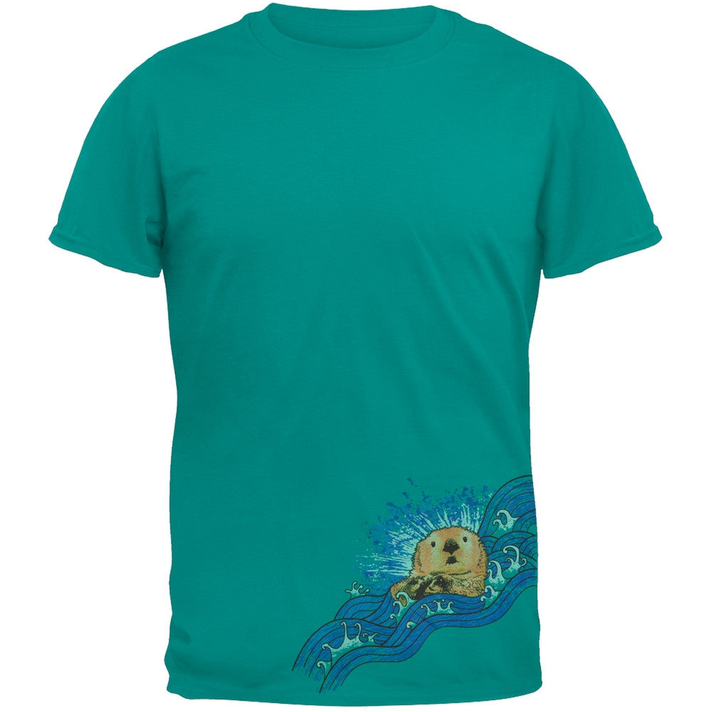 Sea Otter On Wave Adult T-Shirt Men's T-Shirts Crt   