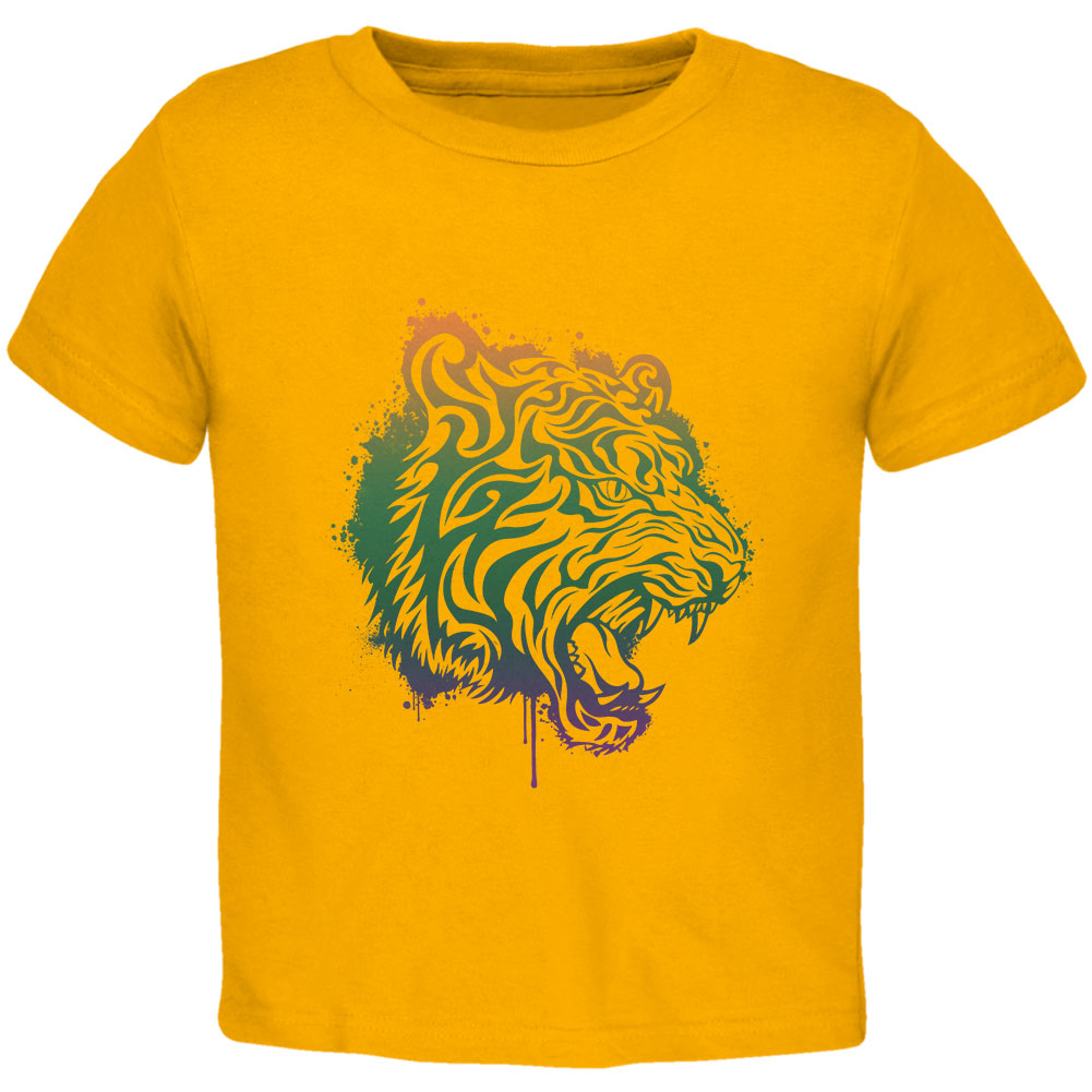 Splatter Tiger Gold Toddler T-Shirt Toddler T-Shirts Old Glory 2T Gold 