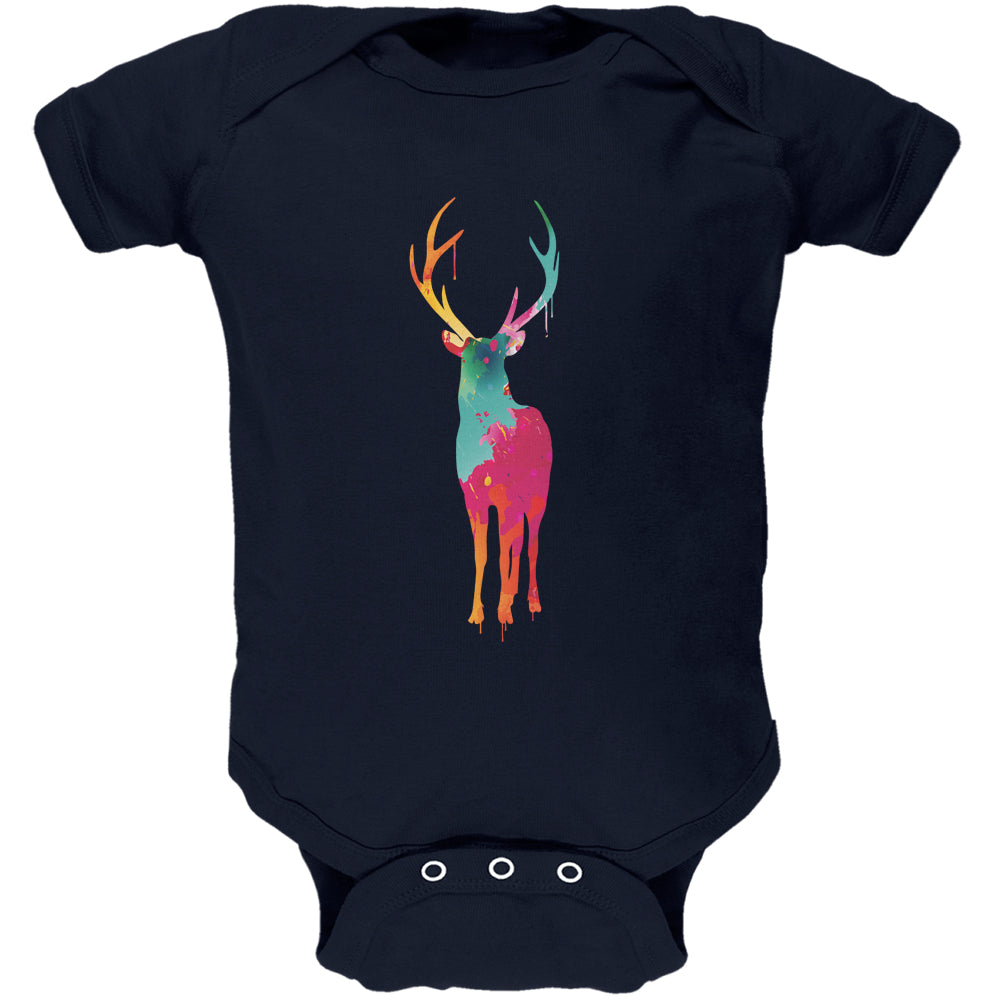 Splatter Deer Navy Soft Baby One Piece Baby One Piece Old Glory 12 Dark Blue 