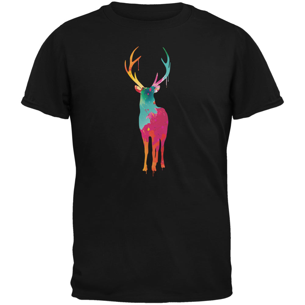 Splatter Deer Black Adult T-Shirt Men's T-Shirts Old Glory 2XL Black 