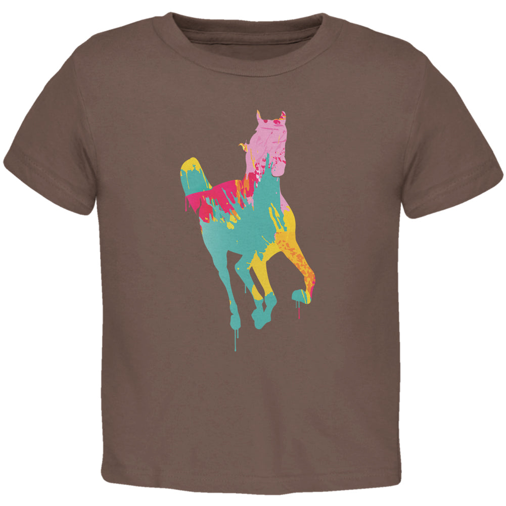 Splatter Horse Brown Toddler T-Shirt Toddler T-Shirts Old Glory 2T Brown 