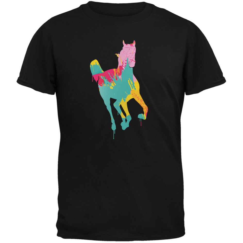 Splatter Horse Black Adult T-Shirt Men's T-Shirts Old Glory   