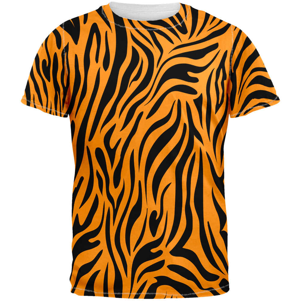 Zebra Print Orange Sublimated Adult T-Shirt Men's T-Shirts Old Glory 2XL Orange 