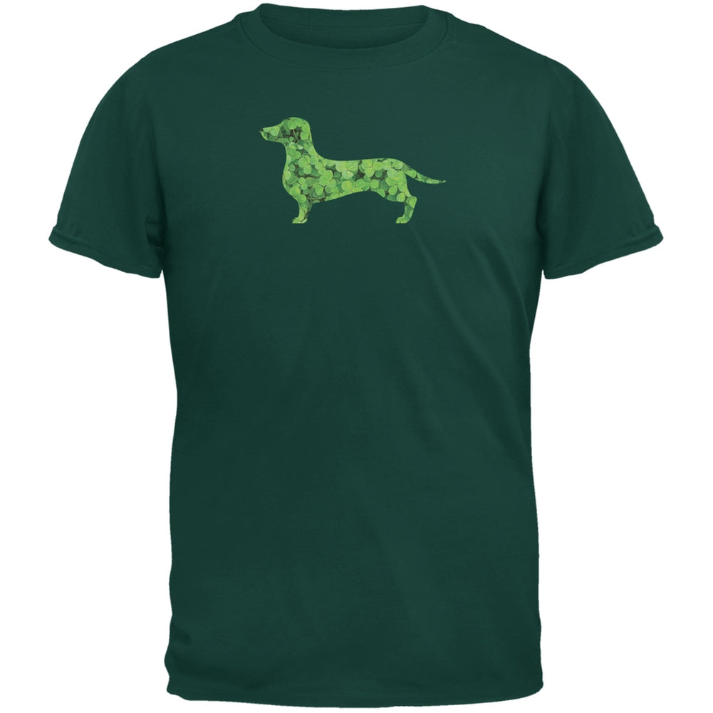 St. Patricks Day - Dachshund Shamrock Forest Green Adult T-Shirt Men's T-Shirts Old Glory 2XL Dark Green 