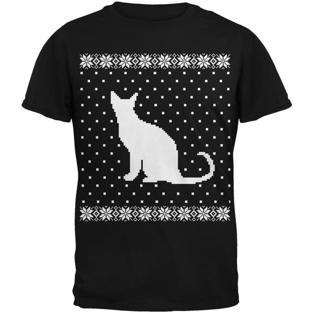 Big Cat Ugly Christmas Sweater Black Youth T-Shirt Youth T-Shirts Old Glory KLG Black 