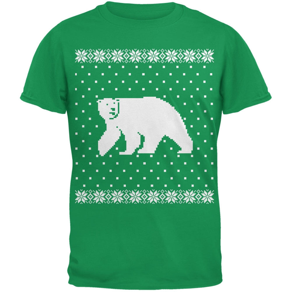 Big Polar Bear Ugly Christmas Sweater Adult T-Shirt Men's T-Shirts Old Glory 2XL Green 