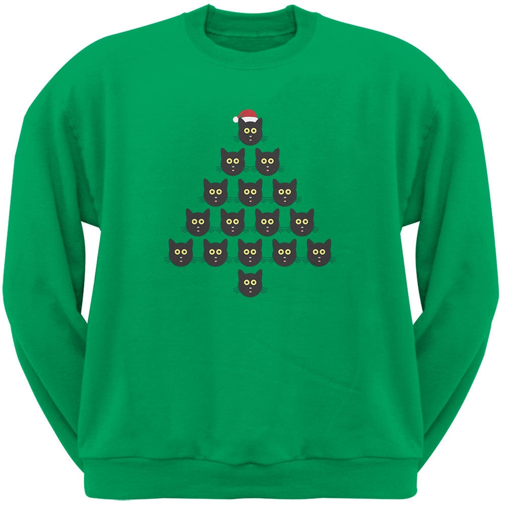 Cat Christmas Green Tree Adult Sweatshirt Sweatshirts Old Glory   