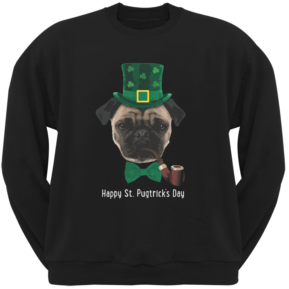 St. Patrick's - Pugtrick's Day Funny Pug Black Adult Sweatshirt Sweatshirts Old Glory 2XL Black 