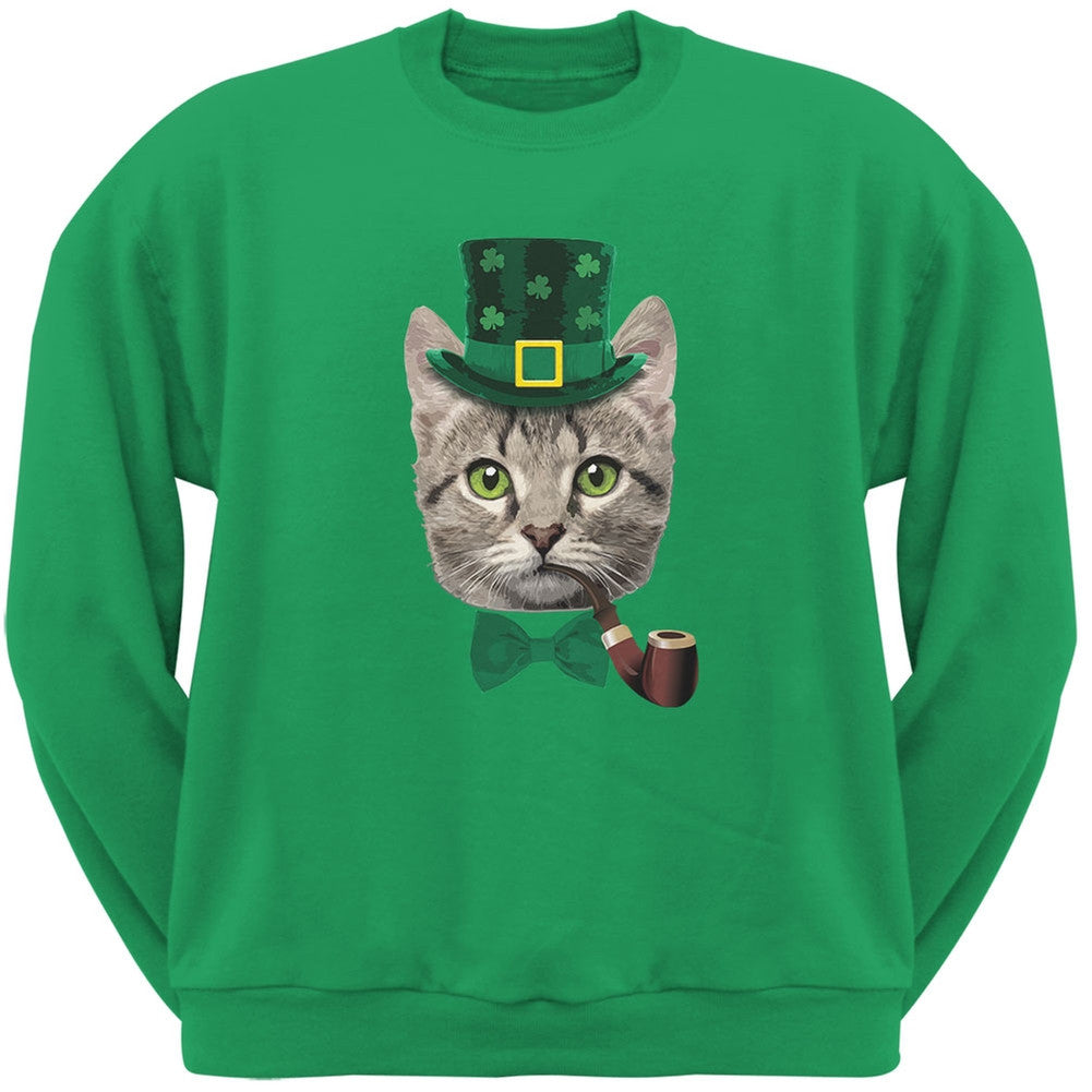 St. Patrick's Funny Cat Irish Green Adult Sweatshirt Sweatshirts Old Glory   