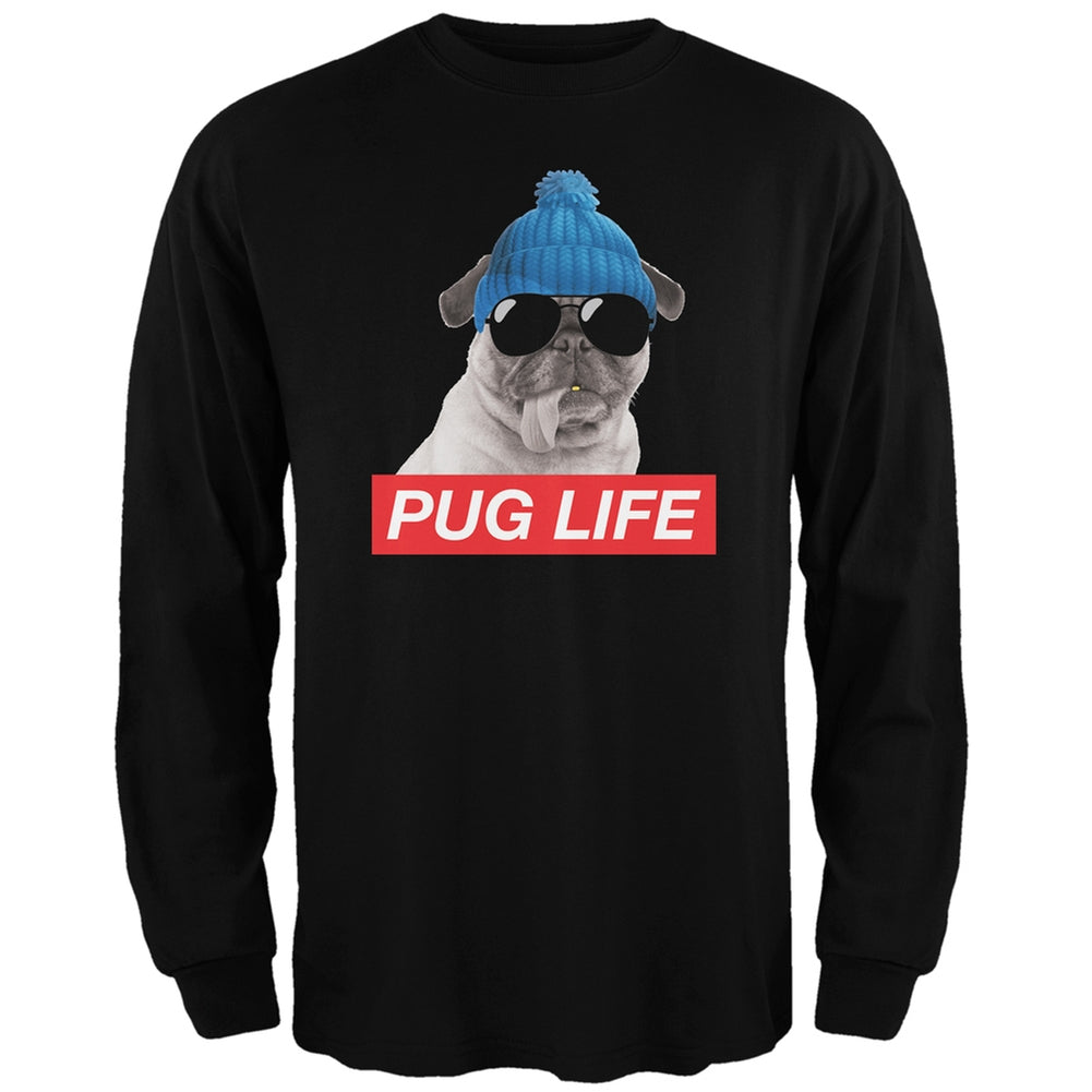 Pug Life Adult Black Long Sleeve T-Shirt Men's Long Sleeves Old Glory 2XL Black 