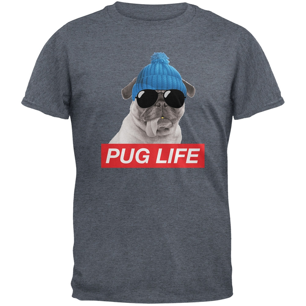 Pug Life Dark Heather Grey Adult T-Shirt Men's T-Shirts Old Glory 2XL Grey 