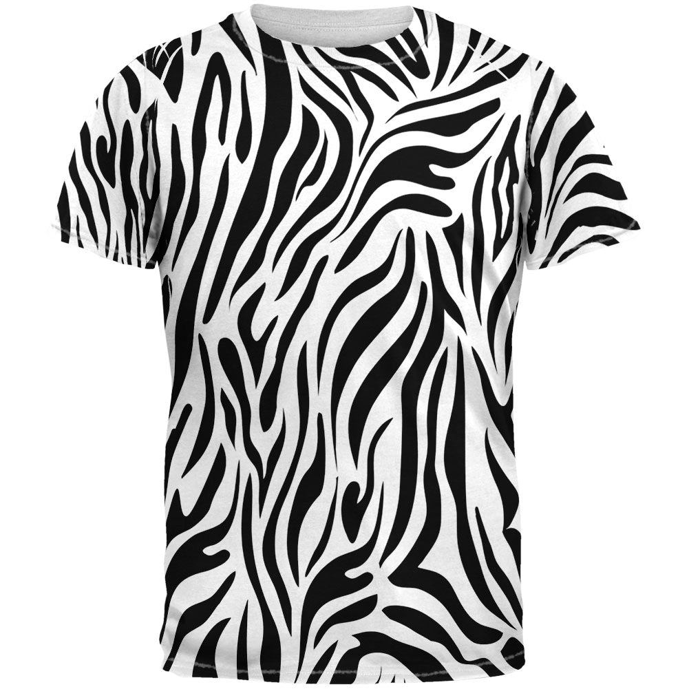 Zebra Print White Sublimated Adult T-Shirt Men's T-Shirts Old Glory 2XL Multi 