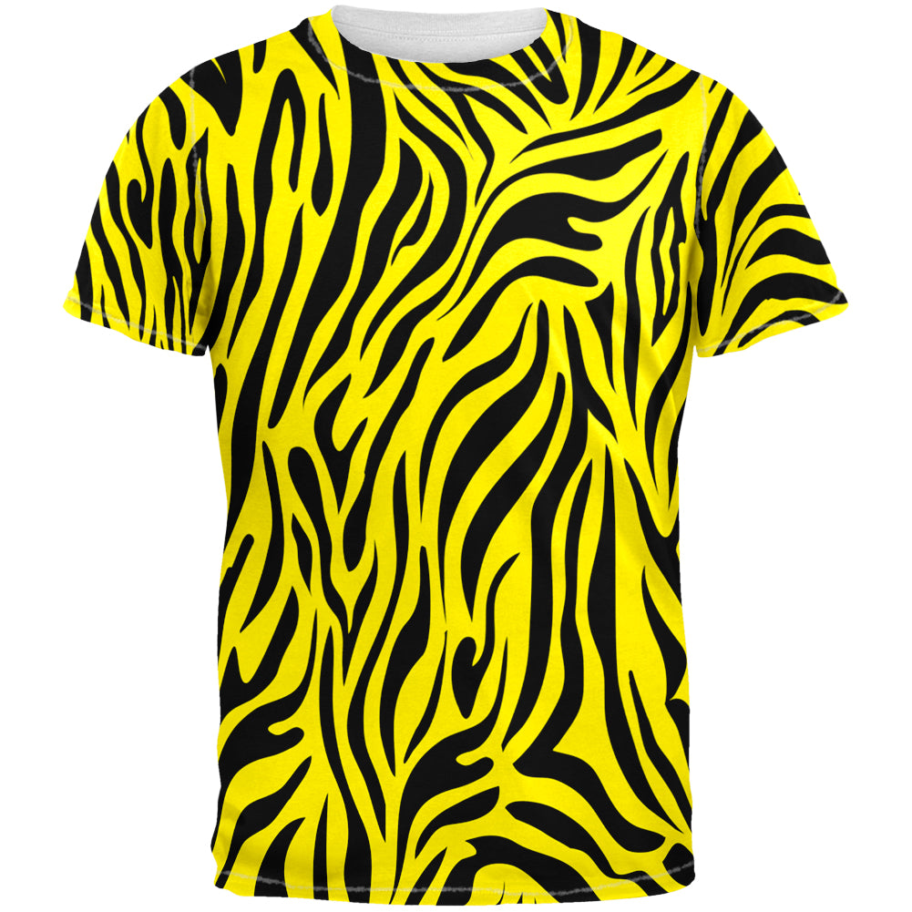 Zebra Print Yellow Sublimated Adult T-Shirt Men's T-Shirts Old Glory 2XL Multi 