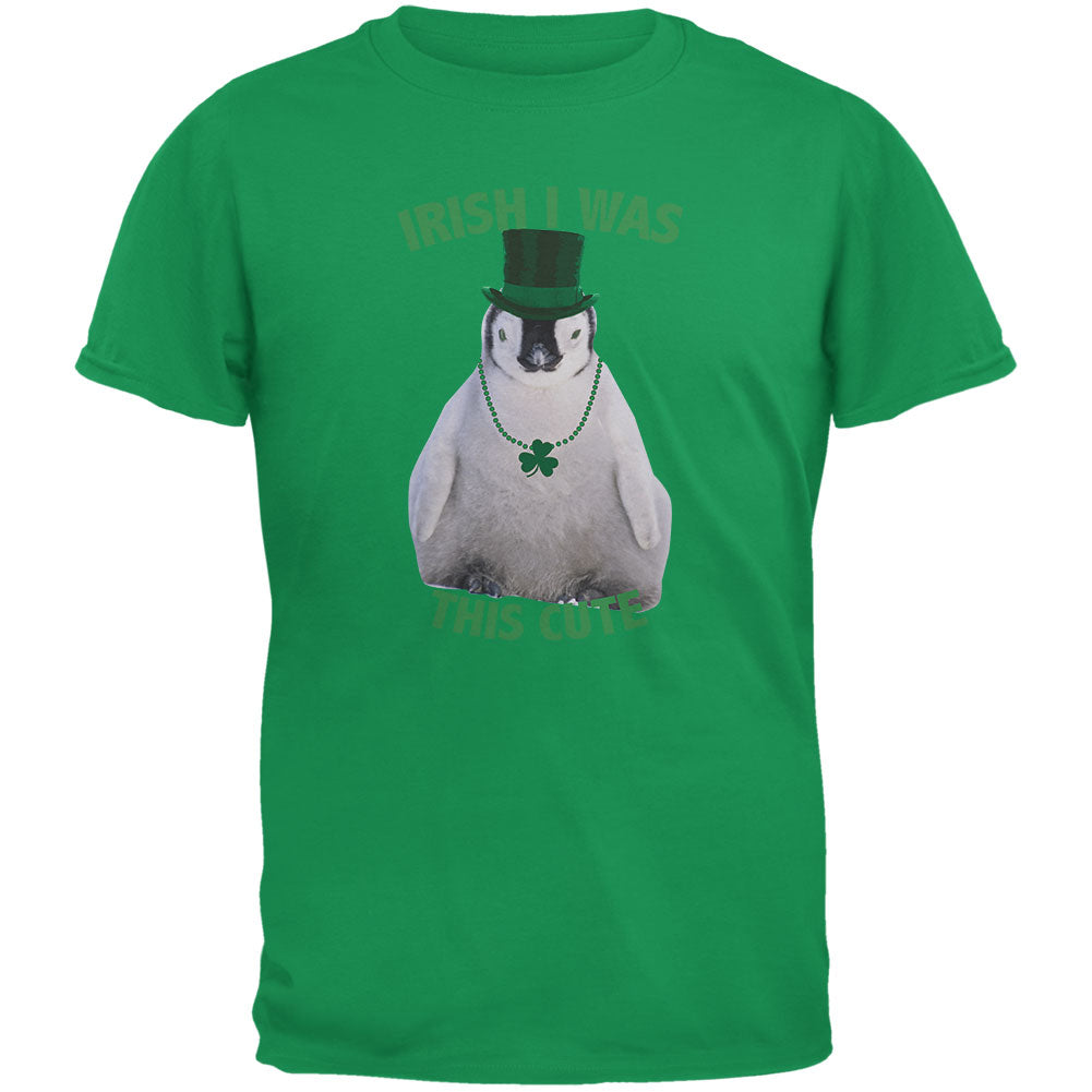 St. Patrick's Day - Irish I Was This Cute Penguin Irish Green Youth T-Shirt Youth T-Shirts Old Glory LG Green 