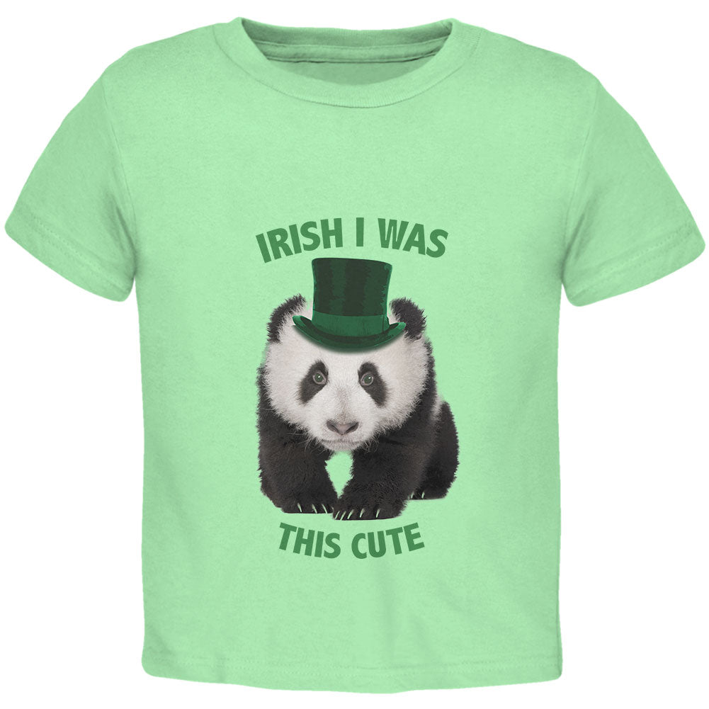 St. Patrick's Day - Irish I Was This Cute Panda Mint Green Toddler T-Shirt Toddler T-Shirts Old Glory 2T Light Green 