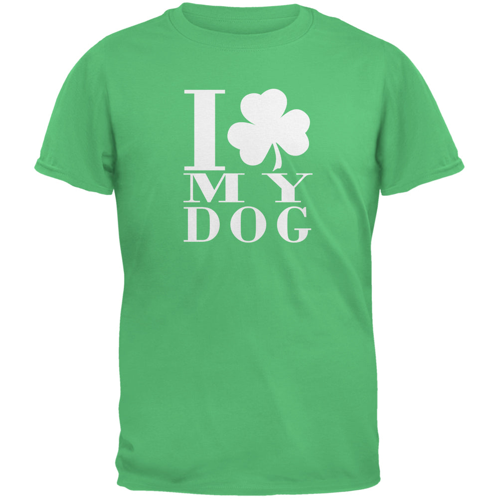 St Patricks Day Shamrock Love My Dog Irish Green Adult T-Shirt Men's T-Shirts Old Glory 2XL Green 