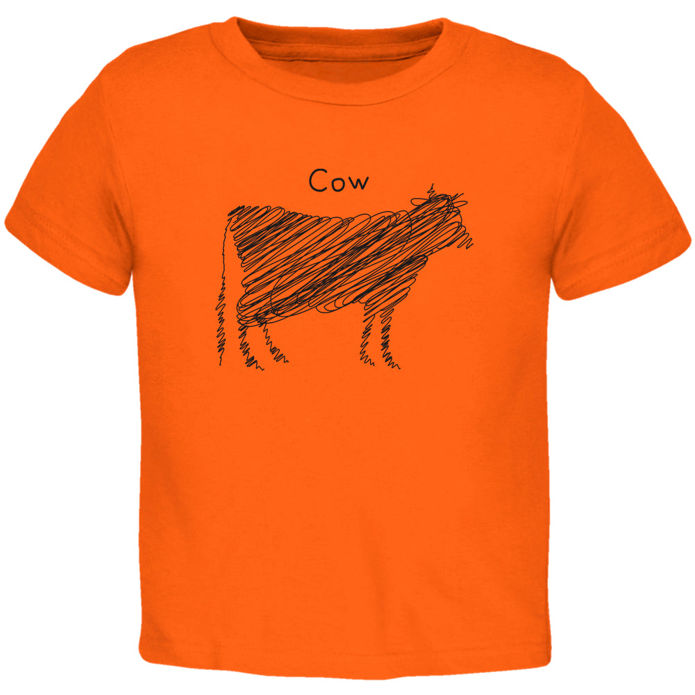 Cow Scribble Drawing Orange Toddler T-Shirt Toddler T-Shirts Old Glory 2T Orange 