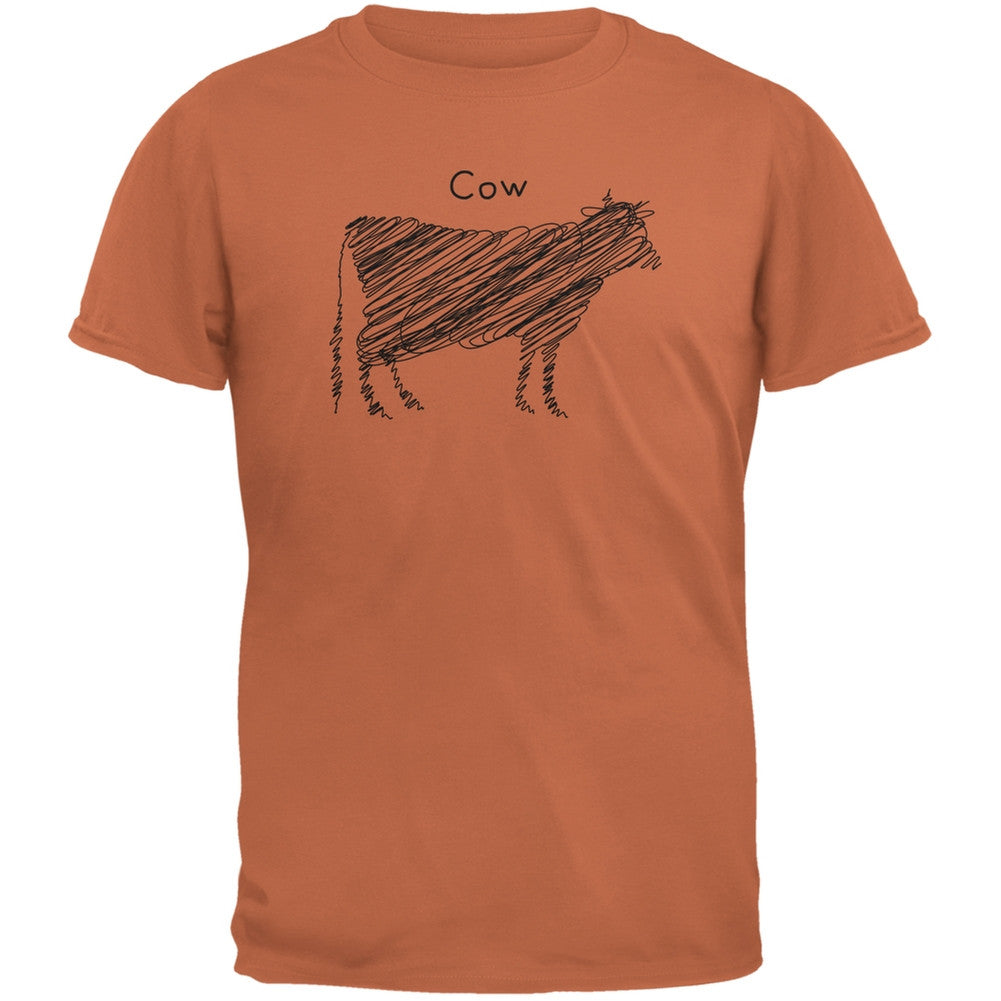 Cow Scribble Drawing Texas Orange Adult T-Shirt Men's T-Shirts Old Glory   