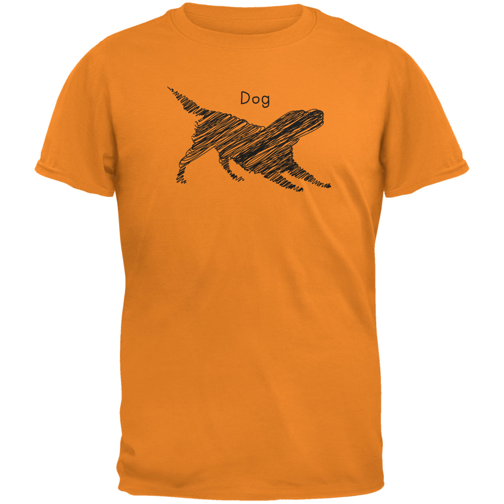 Dog Scribble Drawing Orange Youth T-Shirt Youth T-Shirts Old Glory LG Orange 