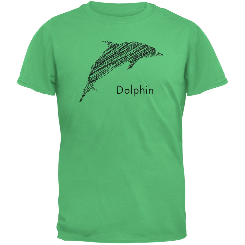 Dolphin Scribble Drawing Irish Green Adult T-Shirt Men's T-Shirts Old Glory 2XL Green 