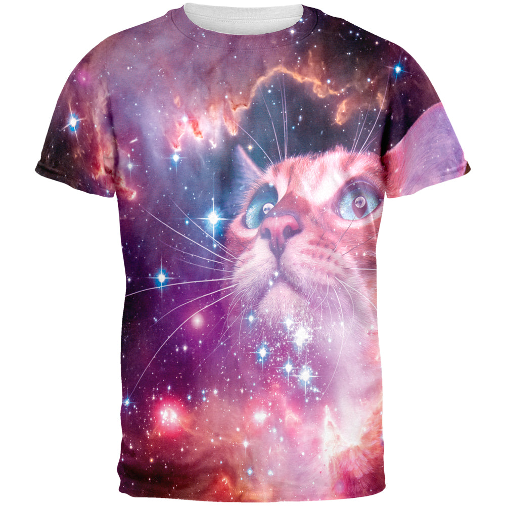 Galaxy Cat All Over Adult T-Shirt Men's T-Shirts Old Glory 2XL Multi 