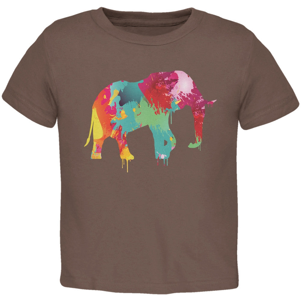 Splatter Elephant Brown Toddler T-Shirt Toddler T-Shirts Old Glory 2T Brown 