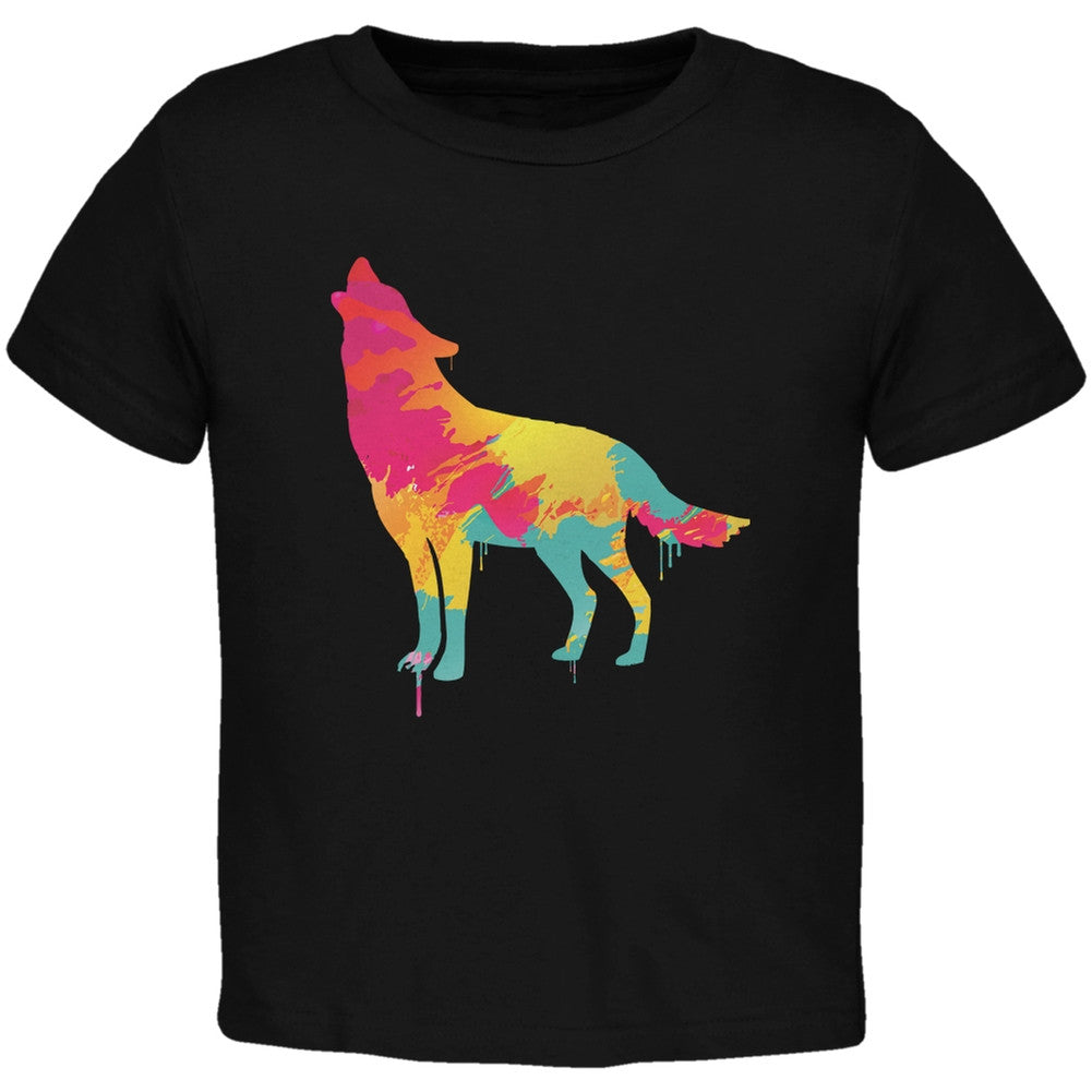 Splatter Wolf Black Toddler T-Shirt Toddler T-Shirts Old Glory 2T Black 