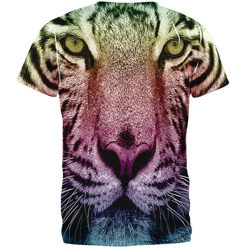 Rainbow Tiger All Over Adult T-Shirt Men's T-Shirts Old Glory   