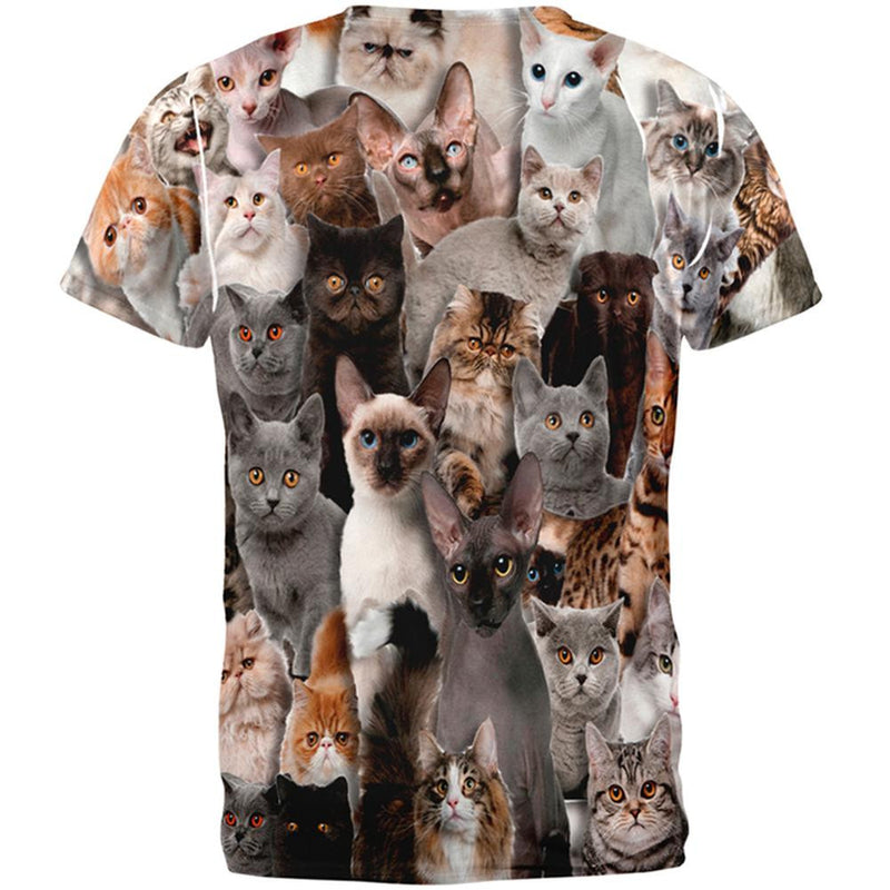 Crazy Cat All Over Adult T-Shirt Men's T-Shirts Old Glory   